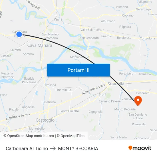 Carbonara Al Ticino to MONT? BECCARIA map