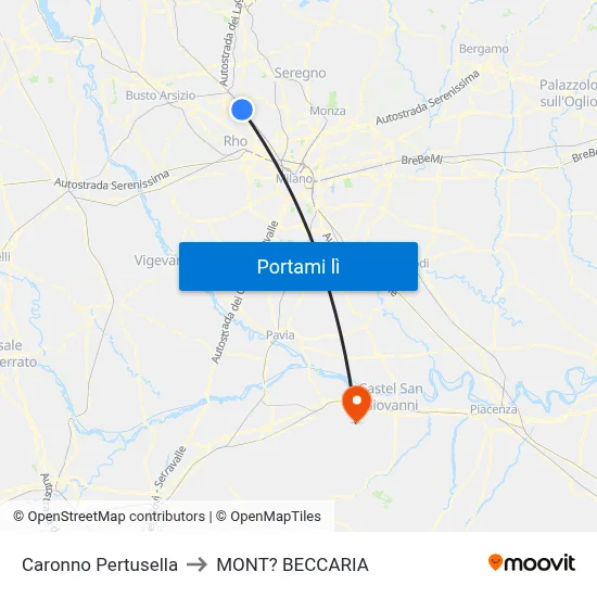 Caronno Pertusella to MONT? BECCARIA map
