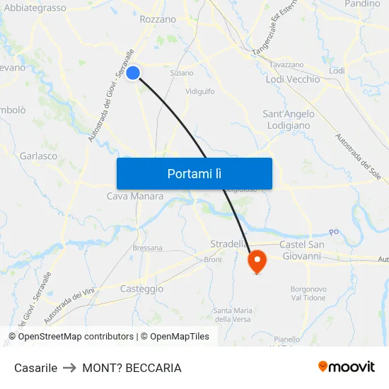 Casarile to MONT? BECCARIA map