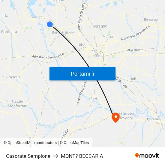 Casorate Sempione to MONT? BECCARIA map