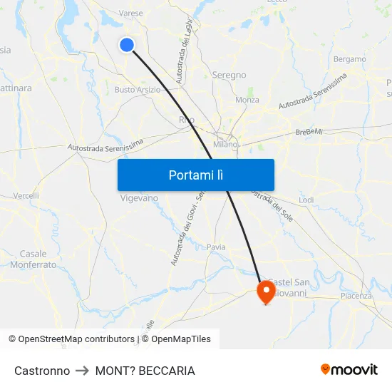 Castronno to MONT? BECCARIA map