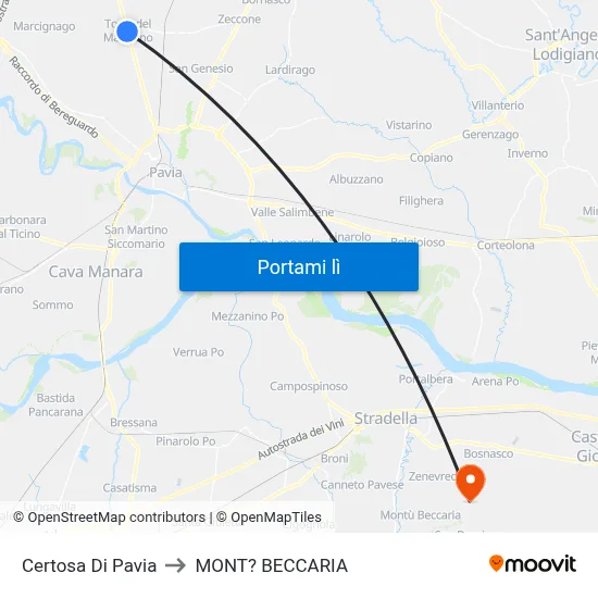 Certosa Di Pavia to MONT? BECCARIA map