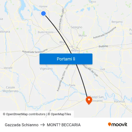 Gazzada Schianno to MONT? BECCARIA map