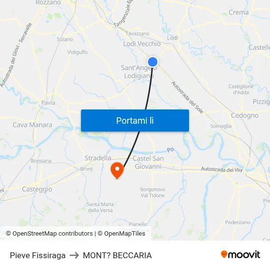 Pieve Fissiraga to MONT? BECCARIA map