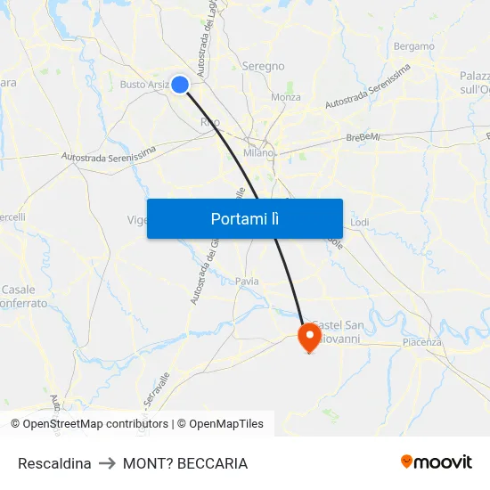 Rescaldina to MONT? BECCARIA map