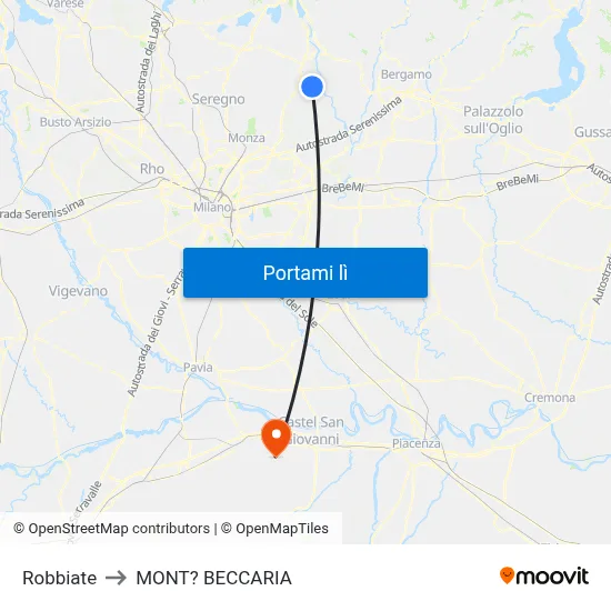 Robbiate to MONT? BECCARIA map