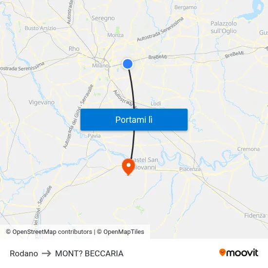 Rodano to MONT? BECCARIA map