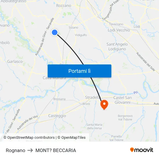 Rognano to MONT? BECCARIA map