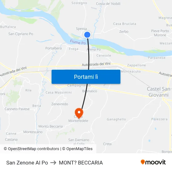 San Zenone Al Po to MONT? BECCARIA map