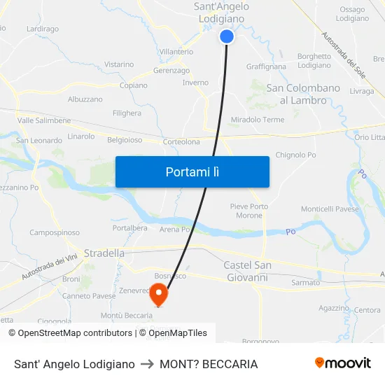 Sant' Angelo Lodigiano to MONT? BECCARIA map