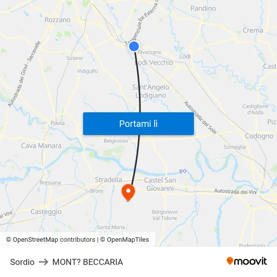 Sordio to MONT? BECCARIA map