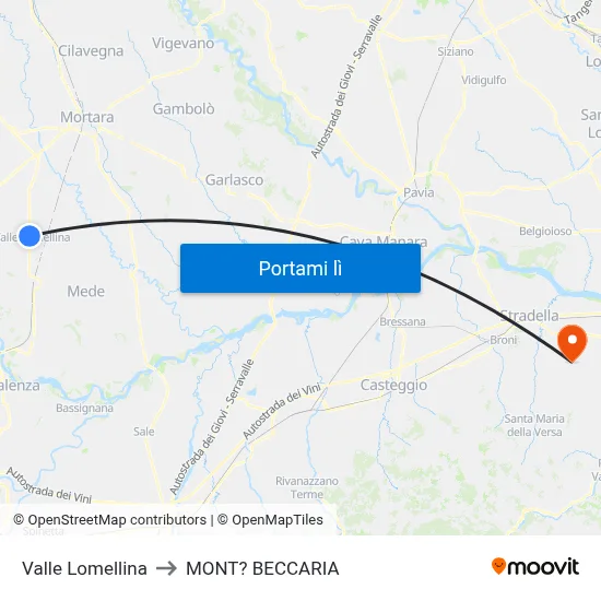 Valle Lomellina to MONT? BECCARIA map