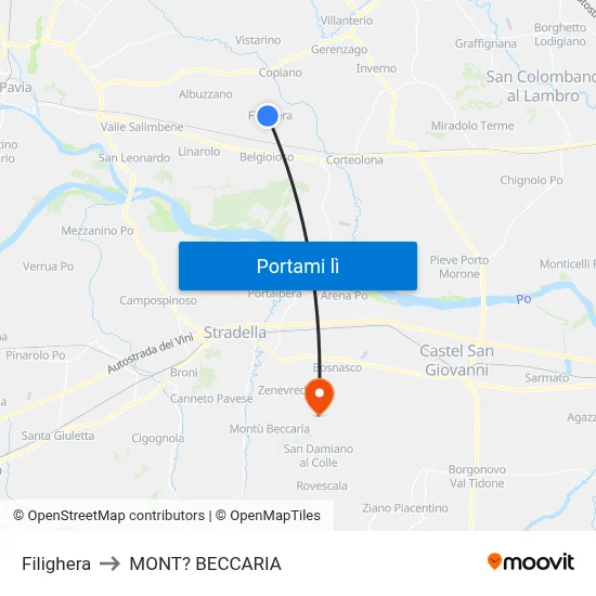 Filighera to MONT? BECCARIA map