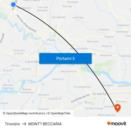 Trivolzio to MONT? BECCARIA map