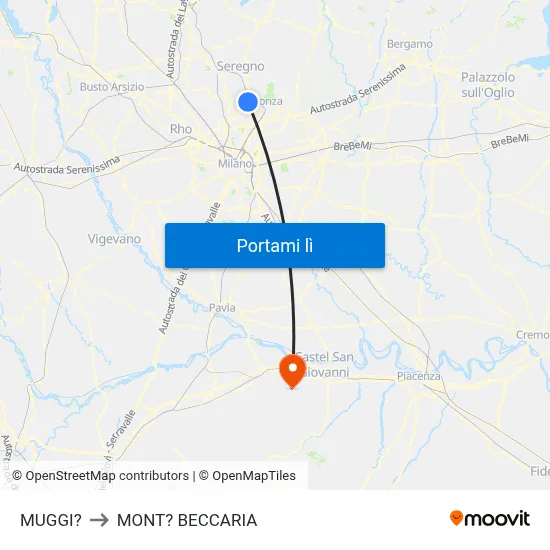 MUGGI? to MONT? BECCARIA map