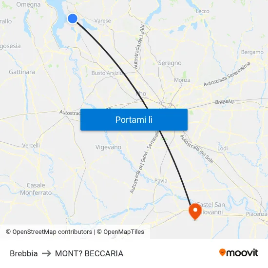 Brebbia to MONT? BECCARIA map