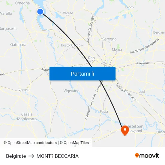 Belgirate to MONT? BECCARIA map