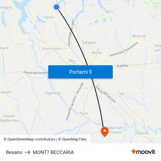 Besano to MONT? BECCARIA map