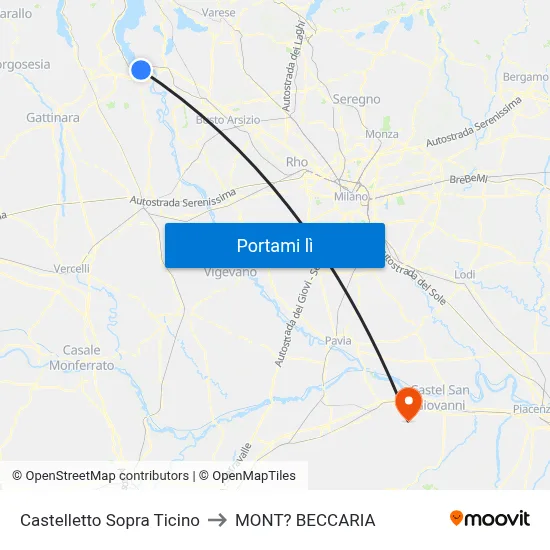 Castelletto Sopra Ticino to MONT? BECCARIA map