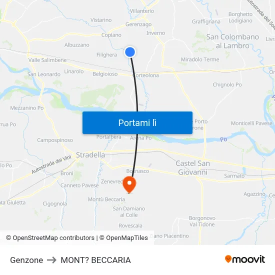 Genzone to MONT? BECCARIA map