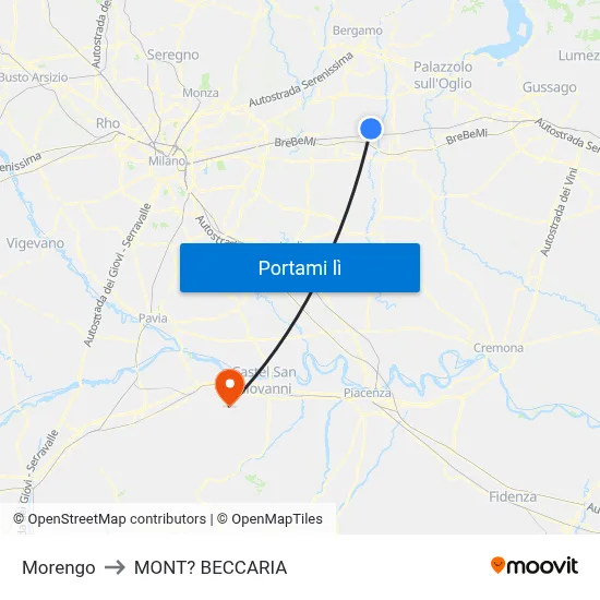Morengo to MONT? BECCARIA map