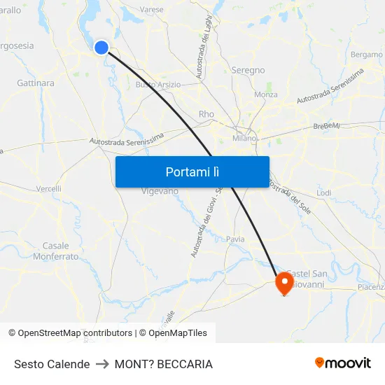 Sesto Calende to MONT? BECCARIA map
