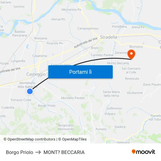 Borgo Priolo to MONT? BECCARIA map