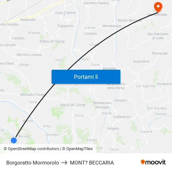Borgoratto Mormorolo to MONT? BECCARIA map