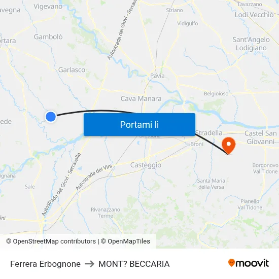 Ferrera Erbognone to MONT? BECCARIA map