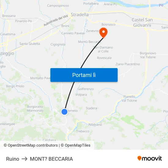 Ruino to MONT? BECCARIA map