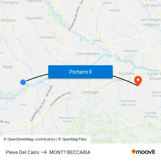 Pieve Del Cairo to MONT? BECCARIA map