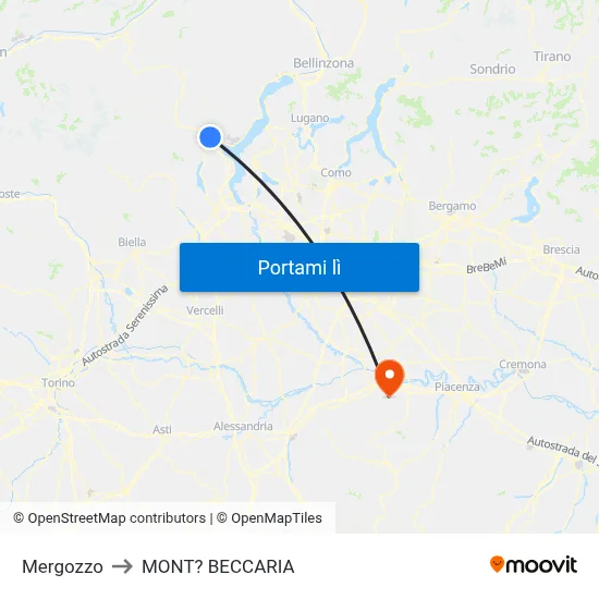 Mergozzo to MONT? BECCARIA map