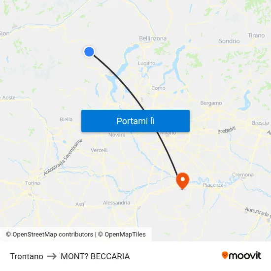 Trontano to MONT? BECCARIA map