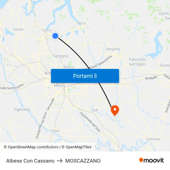 Albese Con Cassano to MOSCAZZANO map