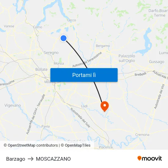 Barzago to MOSCAZZANO map