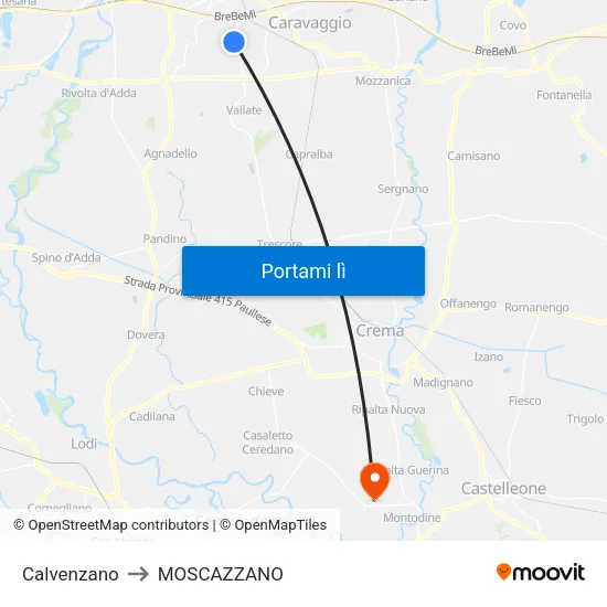 Calvenzano to MOSCAZZANO map