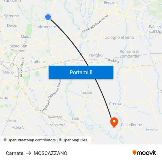 Carnate to MOSCAZZANO map