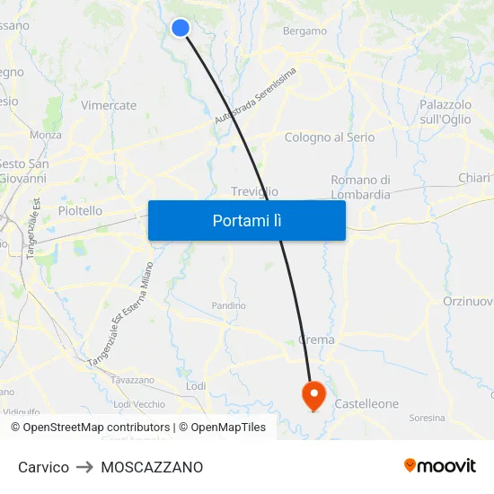 Carvico to MOSCAZZANO map