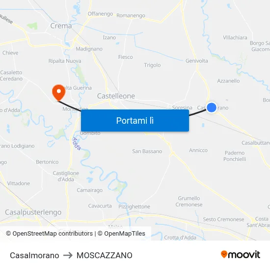 Casalmorano to MOSCAZZANO map