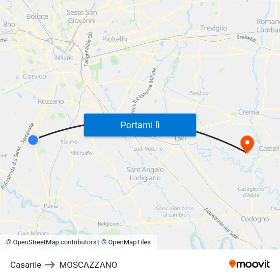 Casarile to MOSCAZZANO map