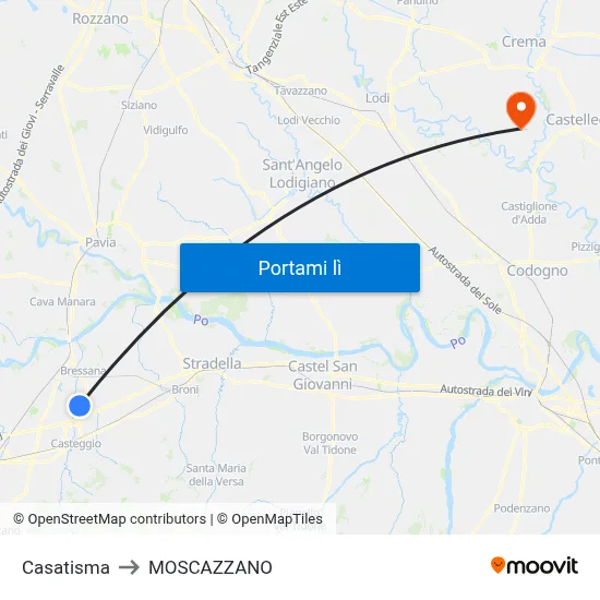 Casatisma to MOSCAZZANO map