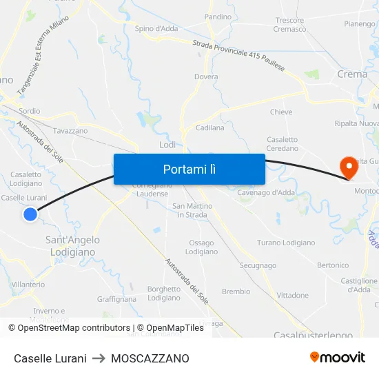 Caselle Lurani to MOSCAZZANO map