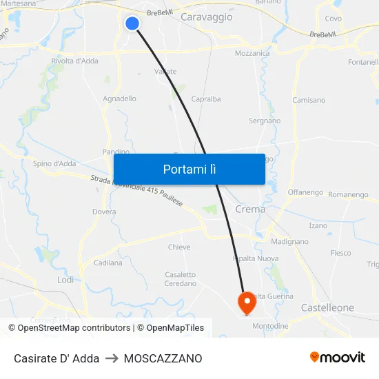 Casirate D' Adda to MOSCAZZANO map