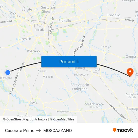 Casorate Primo to MOSCAZZANO map