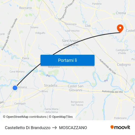 Castelletto Di Branduzzo to MOSCAZZANO map
