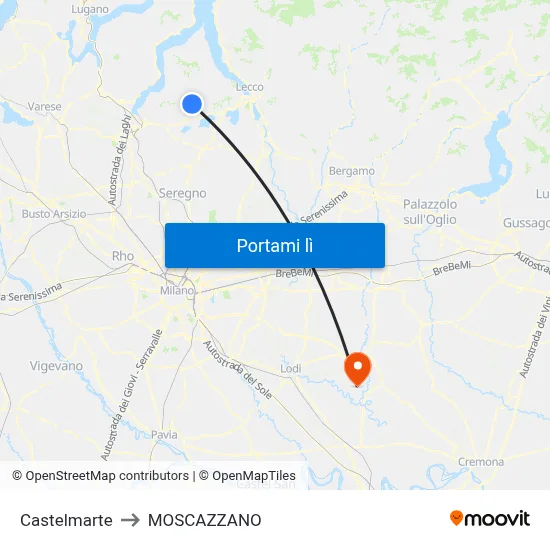 Castelmarte to MOSCAZZANO map