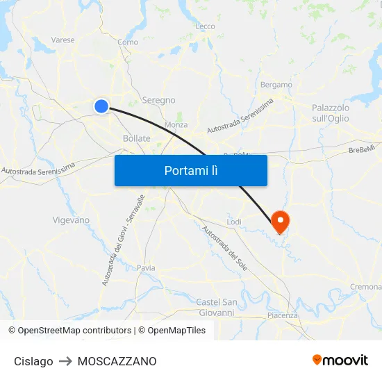 Cislago to MOSCAZZANO map