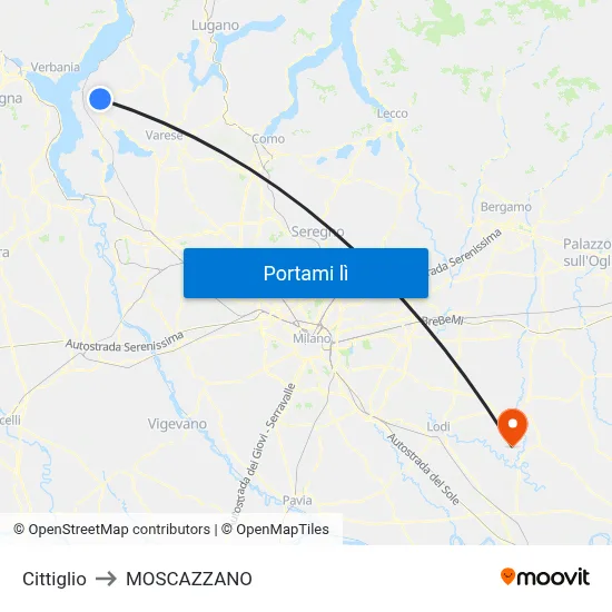 Cittiglio to MOSCAZZANO map