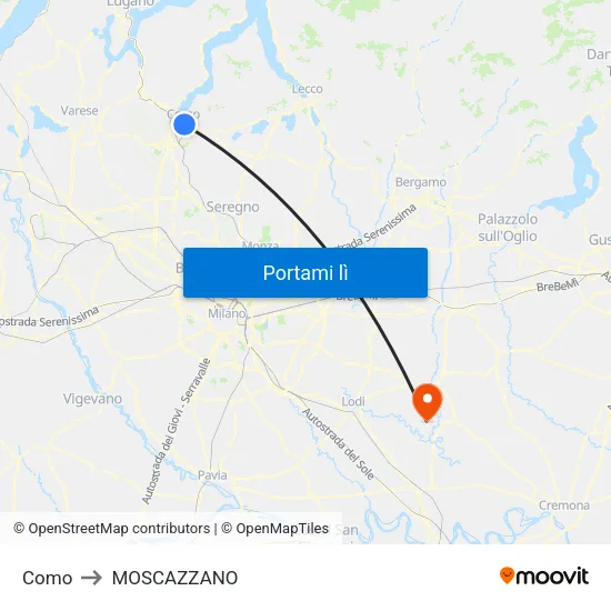 Como to MOSCAZZANO map