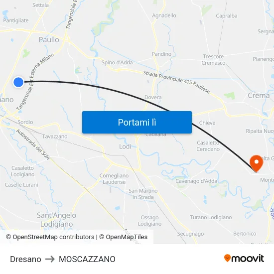 Dresano to MOSCAZZANO map